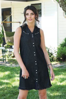 CTW7476002 WOMEN&#39;S CRUEL GIRL BLACK CHAMBRAY DRESS