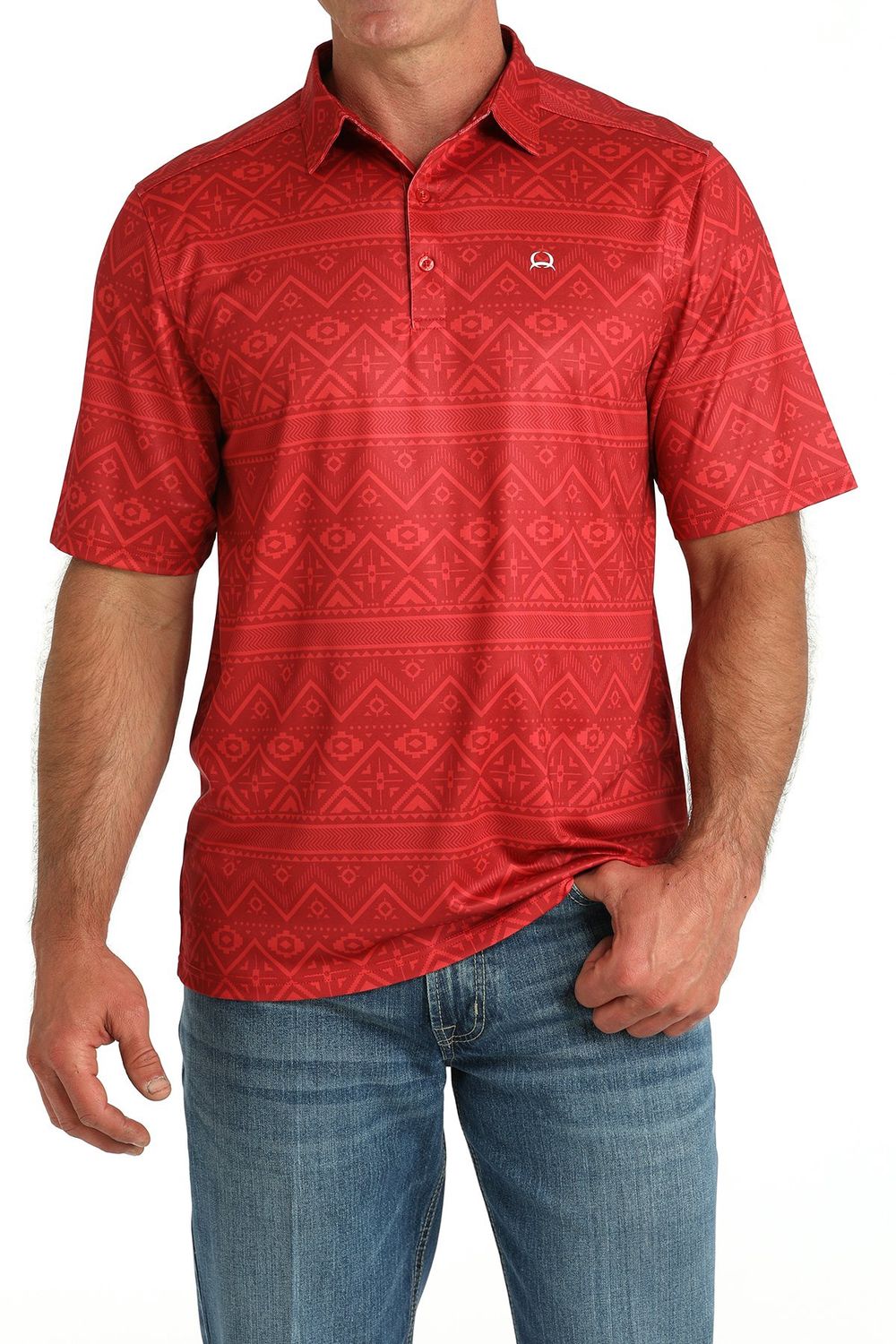 MTK1865035 MEN&#39;S CINCH RED SHORT-SLEEVE ARENA FLEX POLO