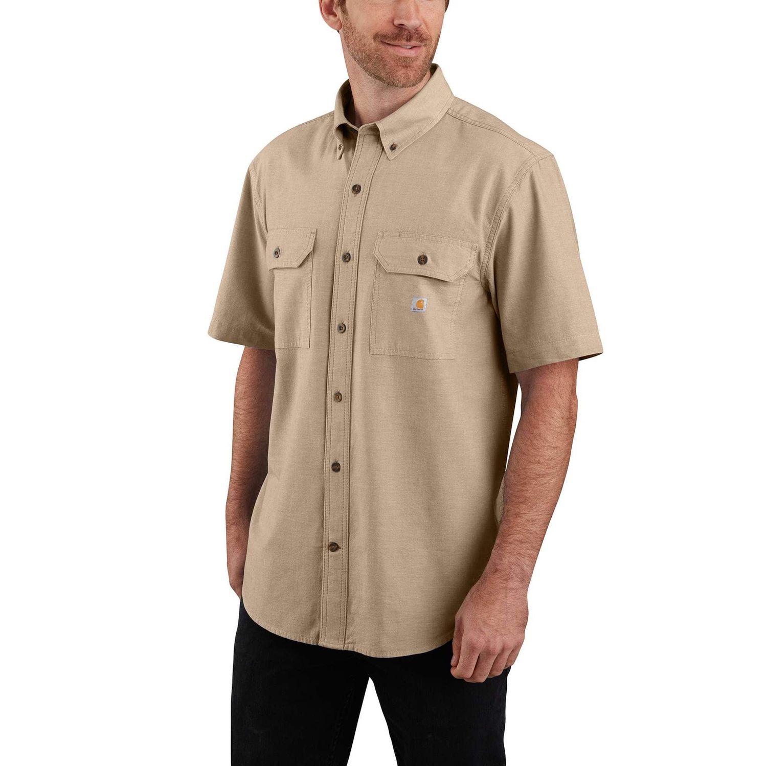 104369-256 MEN&#39;S CARHARTT LOOSE FIT MIDWEIGHT CHAMBRAY SHORT-SLEEVE SHIRT
