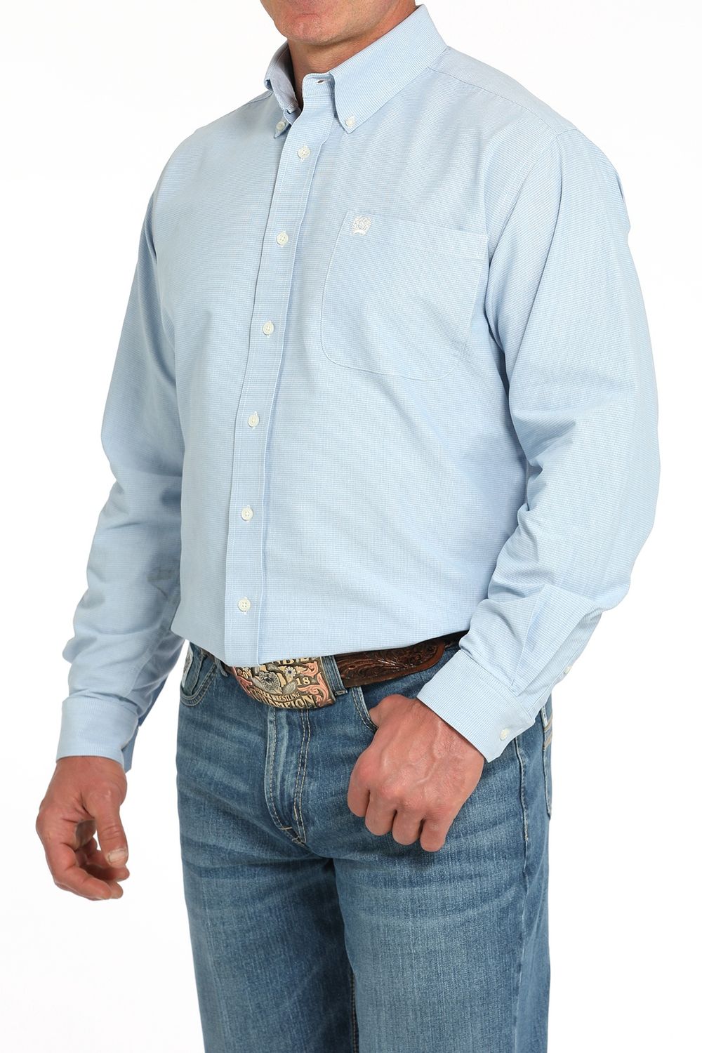 MTW1105949 MEN&#39;S CINCH SOLID LIGHT BLUE LONG-SLEEVE BUTTON-DOWN WESTERN SHIRT