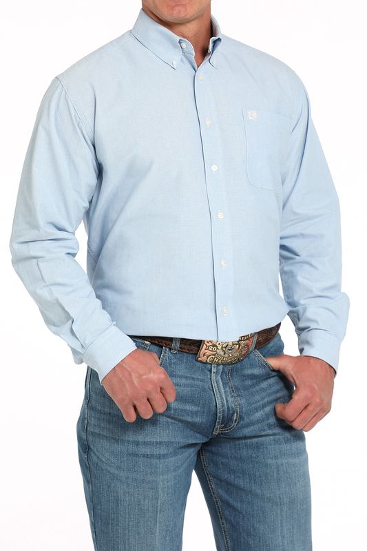 MTW1105949 MEN'S CINCH SOLID LIGHT BLUE LONG-SLEEVE BUTTON-DOWN WESTERN SHIRT