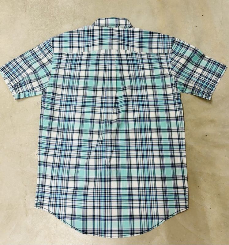 RMB3S05674 MEN'S PANHANDLE ROUGH STOCK BLUE PLAID SHORT-SLEEVE BUTTON-DOWN WESTERN SHIRT