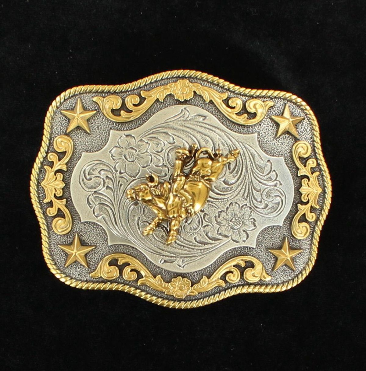 3798702 NOCONA ANTIQUED BULL RIDER BELT BUCKLE