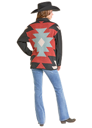 BW92C07012 WOMEN&#39;S ROCK &amp; ROLL BLACK AZTEC KNIT SHACKET
