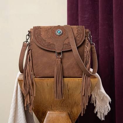 MW1307-8360BR MONTANA WEST CONCHO EMBROIDERED ONCHO COLLECTION SADDLE BAG / CROSSBODY