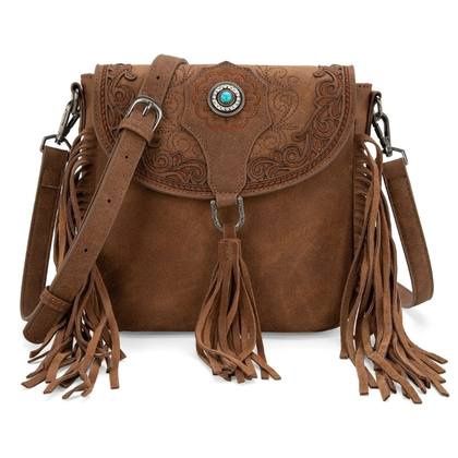 MW1307-8360BR MONTANA WEST CONCHO EMBROIDERED ONCHO COLLECTION SADDLE BAG / CROSSBODY