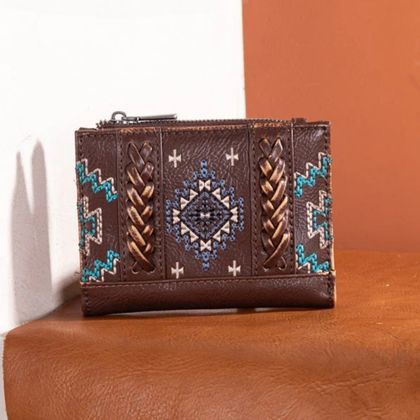 MW1317-W052BR MONTANA WEST EMBROIDERED AZTEC COLLECTION WALLET