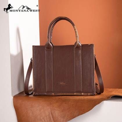 MW1317G-8899BR MONTANA WEST EMBROIDERED AZTEC TOTE/CROSSBODY - BROWN