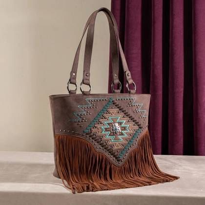 MW1315G-8317CF MONTANA WEST EMBROIDERED COLLECTION CONCEALED CARRY TOTE - COFFEE