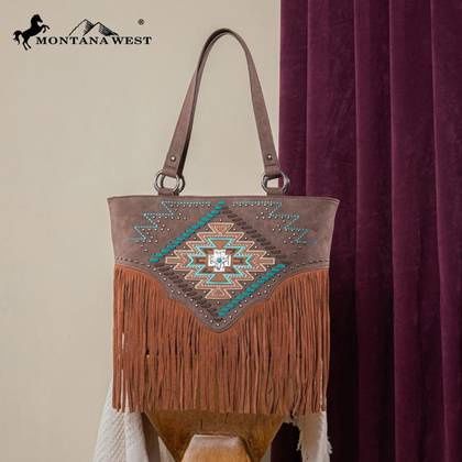 MW1315G-8317CF MONTANA WEST EMBROIDERED COLLECTION CONCEALED CARRY TOTE - COFFEE