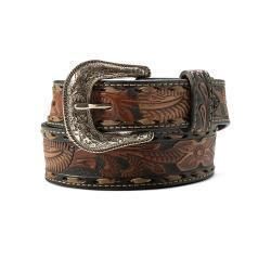 A13089107 ARIAT HAND TOOLED FLORAL LEATHER BELT