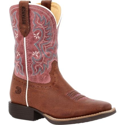 DBT0254C KID&#39;S DURANGO DUSTY ROSE &amp; RUSTY BROWN SQUARE-TOE WESTERN BOOT