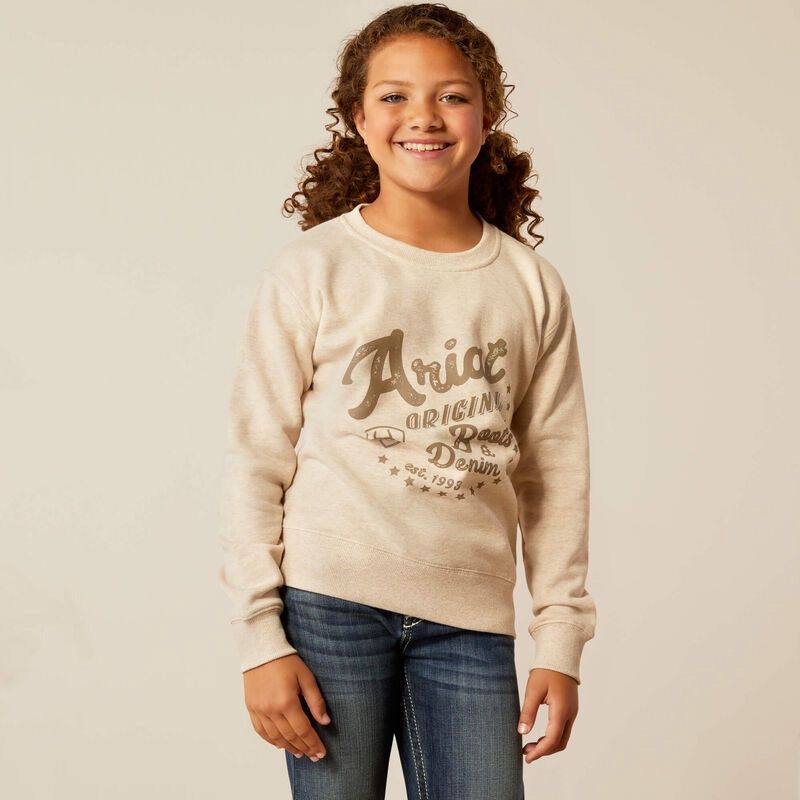 10054595 GIRL&#39;S ARIAT ORIGINAL CREWNECK SWEATSHIRT - OATMEAL