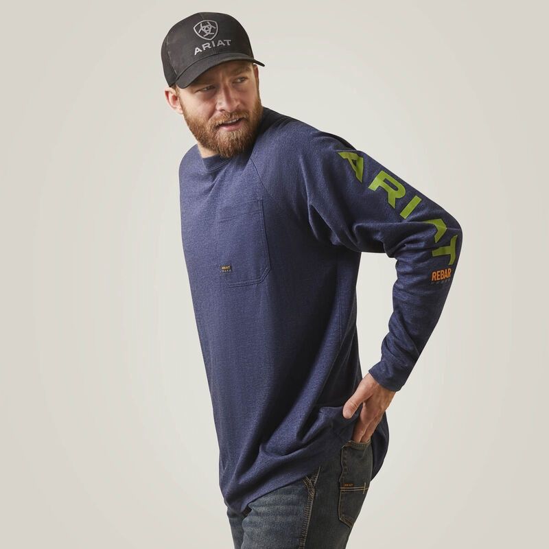 10032968 MEN&#39;S ARIAT REBAR COTTON STRONG GRAPHIC LONG-SLEEVE T-SHIRT