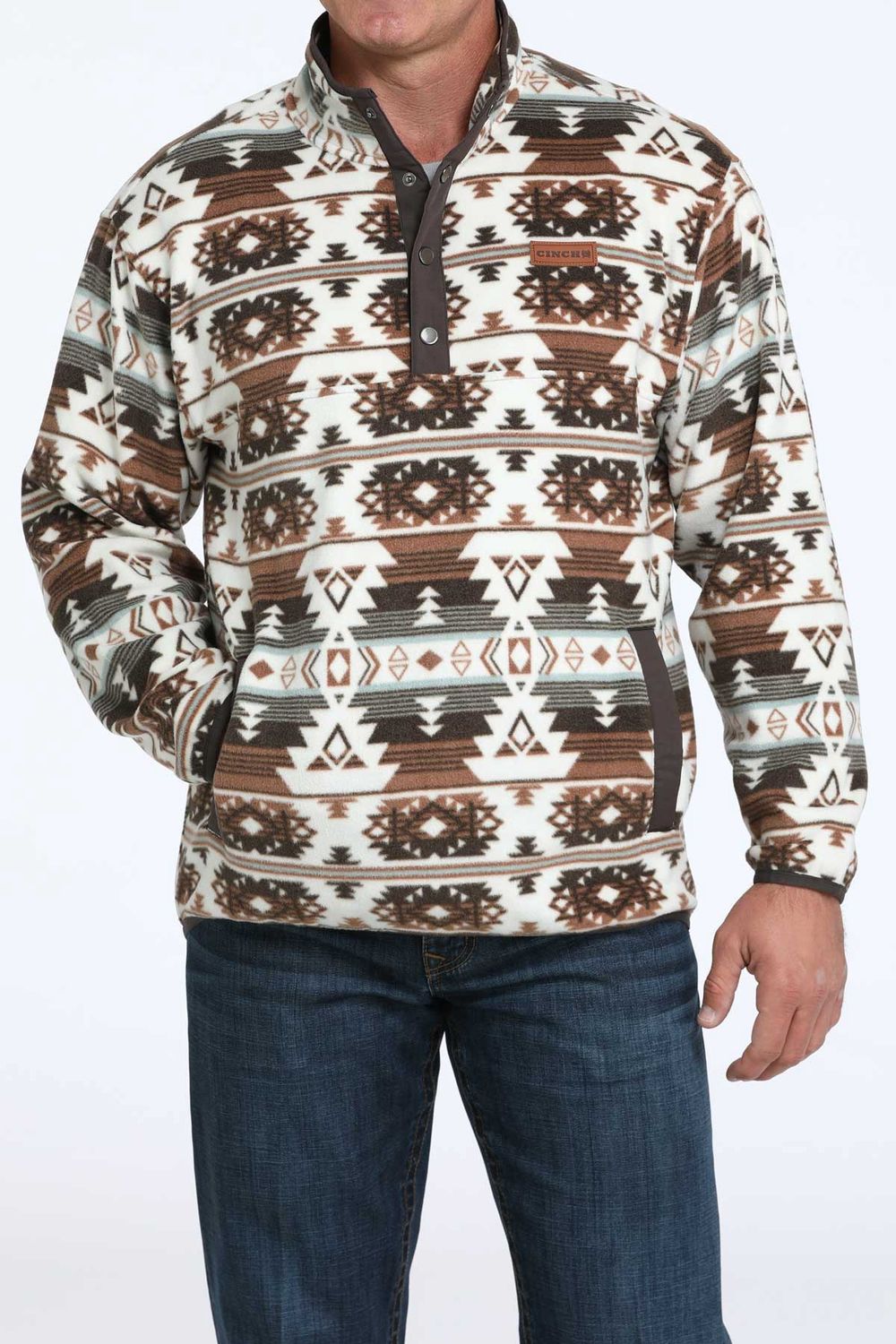 MWK1514025 MEN&#39;S CINCH BROWN AZTEC POLAR FLEECE
