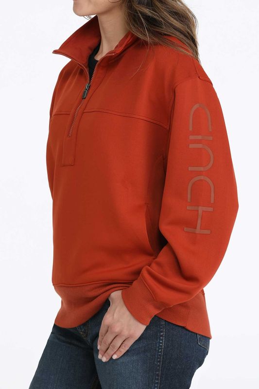 MAK7907002 WOMEN&#39;S CINCH 1/4 ZIP RED PULLOVER