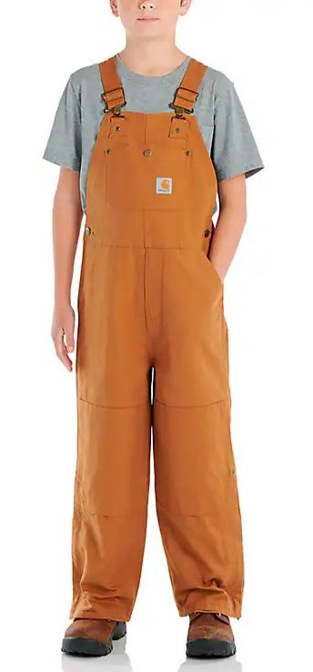 CM8625 YOUTH CARHARTT BROWN WASHED DUCK LOOSE FIT INSULATED BIB OVERALL