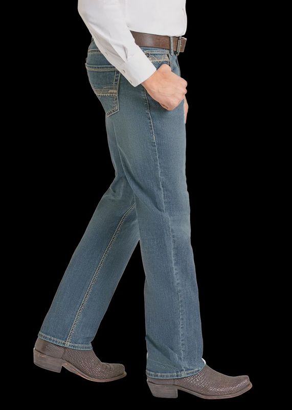 BMTBD07351 MEN'S ROCK &amp; ROLL DOUBLE BARREL STACKABLE BOOTCUT JEAN - DARK VINTAGE WASH