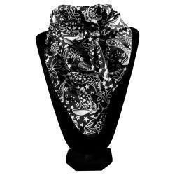 0911462 BLACK &amp; WHITE COSMIC BOOT 33&quot; X 33&quot; SILK WILD RAG