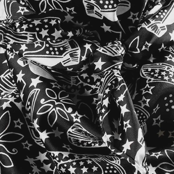 0911462 BLACK &amp; WHITE COSMIC BOOT 33" X 33" SILK WILD RAG