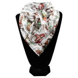 0911605 WHITE RETRO RANCH 33&quot; X 33&quot; SILK WILD RAG