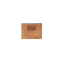 A3548544 ARIAT BROWN LEATHER BI-FOLD WALLET WITH FLAG