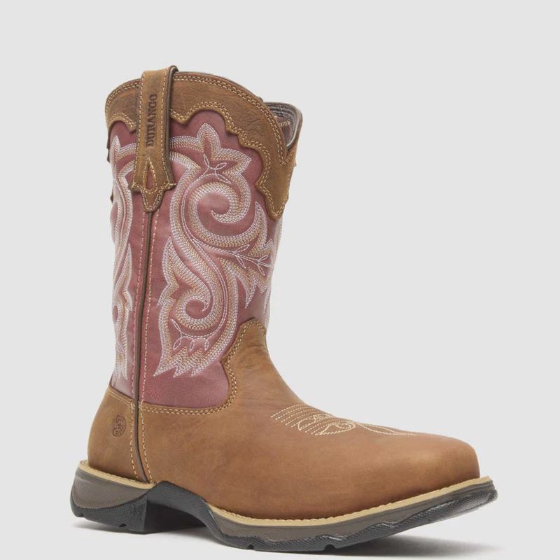 DRD0220 WOMEN&#39;S DURANGO LADY REBEL BROWN &amp; ROSE WATERPROOF SQUARE COMPOSITE TOE WORK BOOT