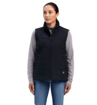 10037610 WOMEN&#39;S ARIAT REBAR VALKYRIE STRETCH CANVAS INSULATED VEST -BLACK