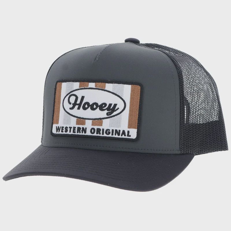 2511T-GY HOOEY GREY &quot;SUDAN&quot; TRUCKER HAT WITH WHITE &amp; BROWN PATCH - OSFA