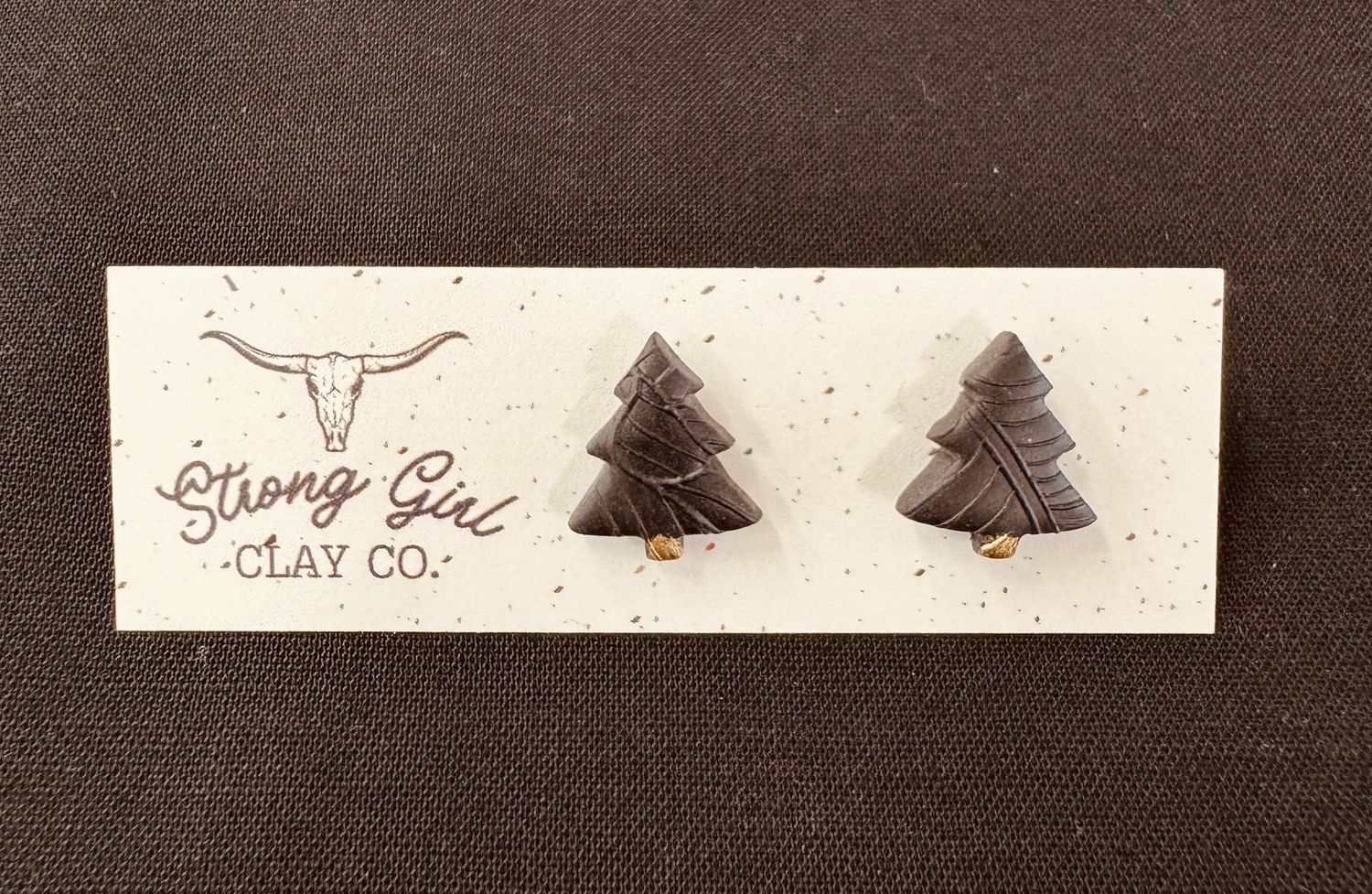 STRONG GIRL CLAY CO. CHRISTMAS TREE STUDS - BLACK
