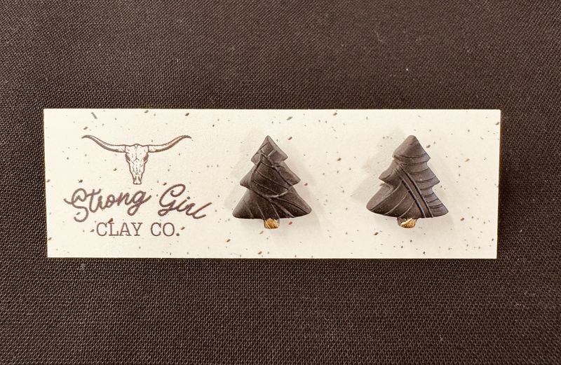 STRONG GIRL CLAY CO. CHRISTMAS TREE STUDS - BLACK