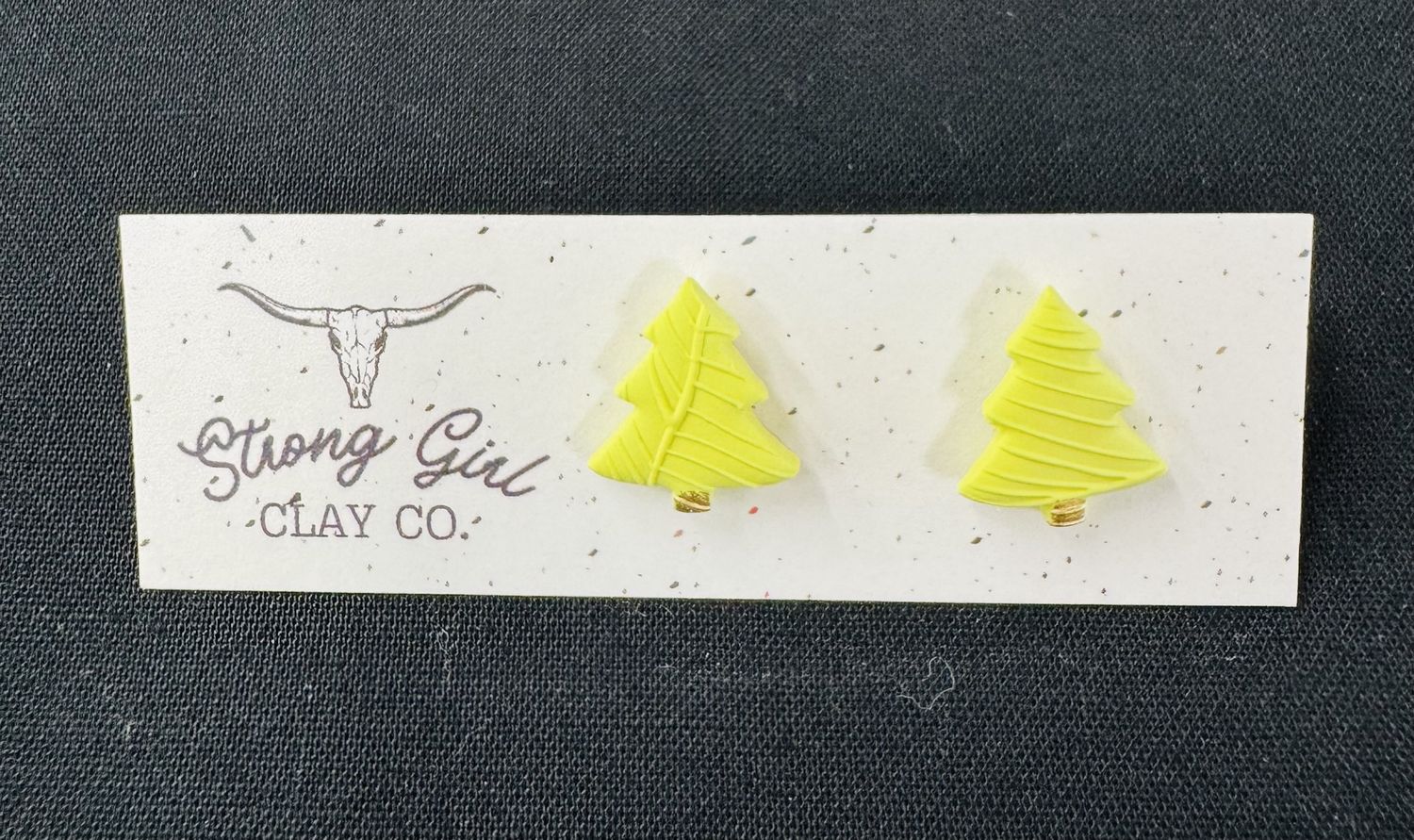 STRONG GIRL CLAY CO. CHRISTMAS TREE STUDS - YELLOW