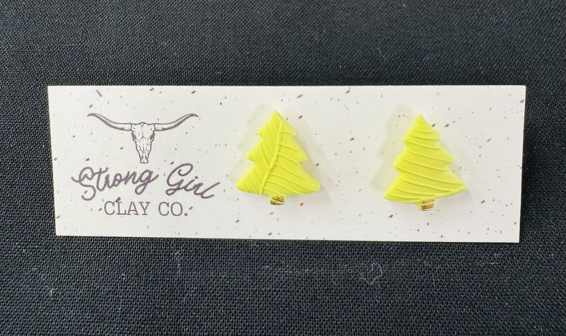 STRONG GIRL CLAY CO. CHRISTMAS TREE STUDS - YELLOW