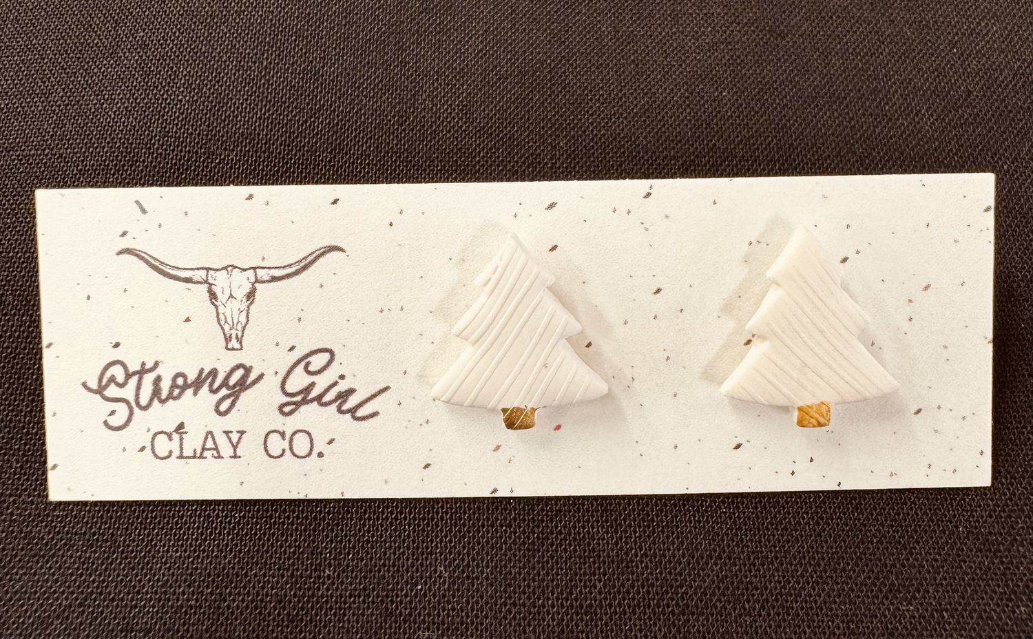 STRONG GIRL CLAY CO. CHRISTMAS TREE STUDS - WHITE