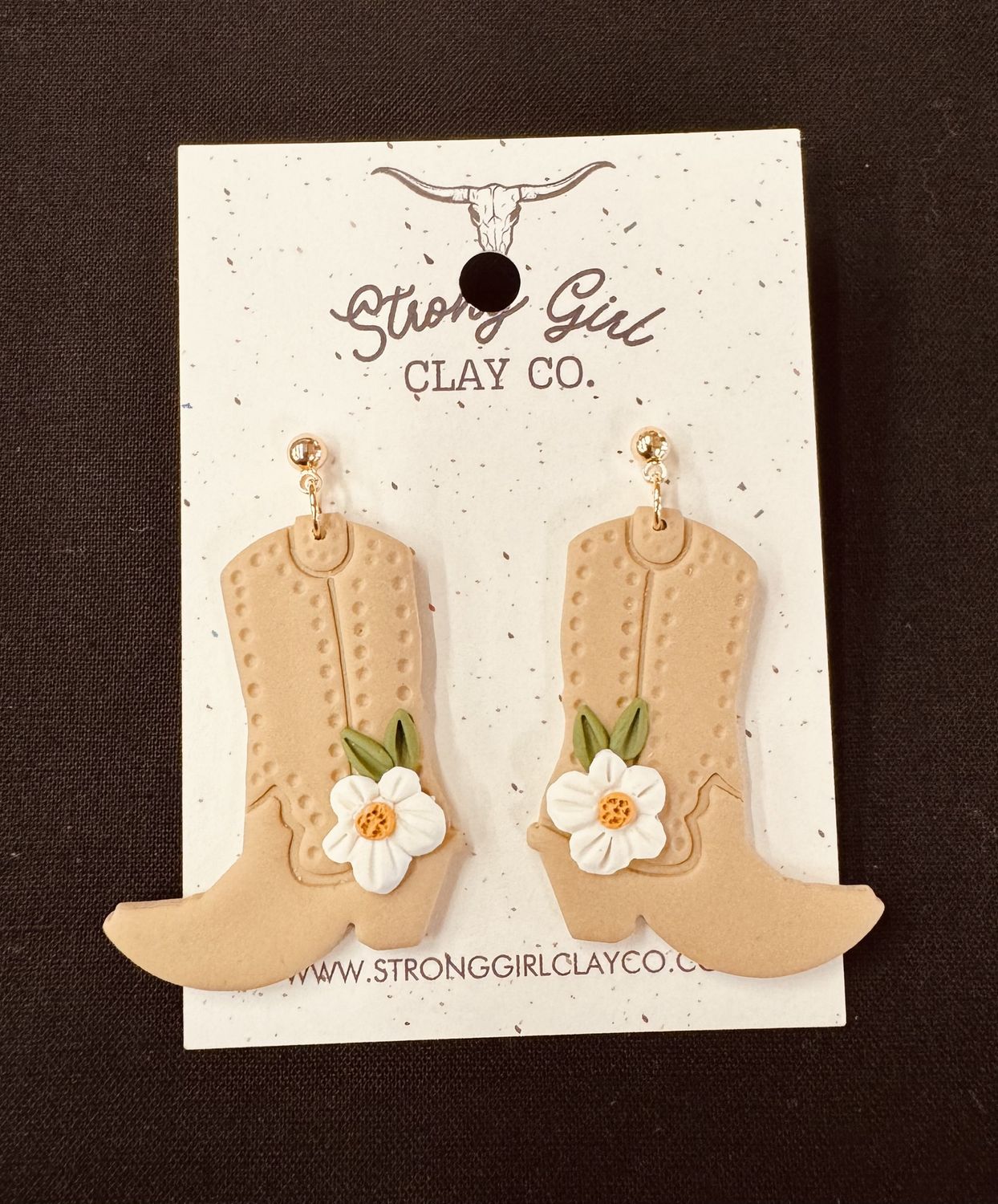 STRONG GIRL CLAY CO. COWGIRL BOOTS DANGLES
