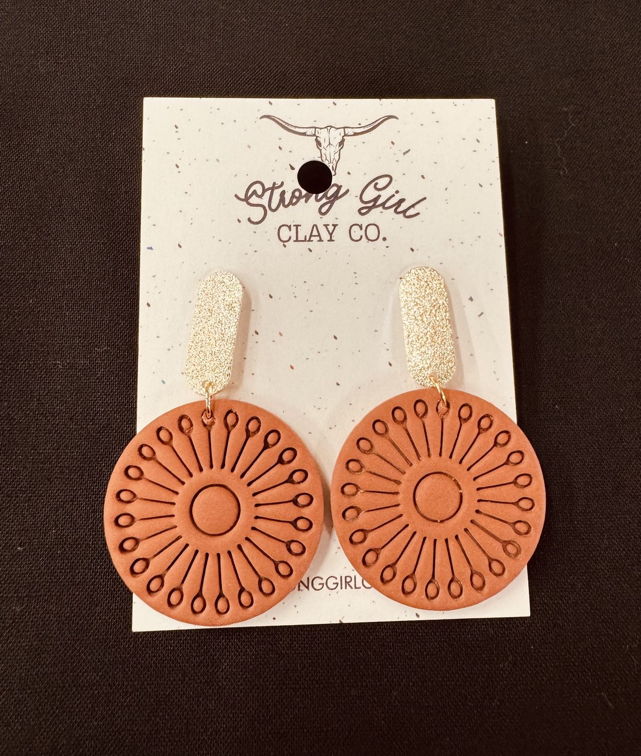 STRONG GIRL CLAY CO. RUSTIC MEDALLION DANGLES
