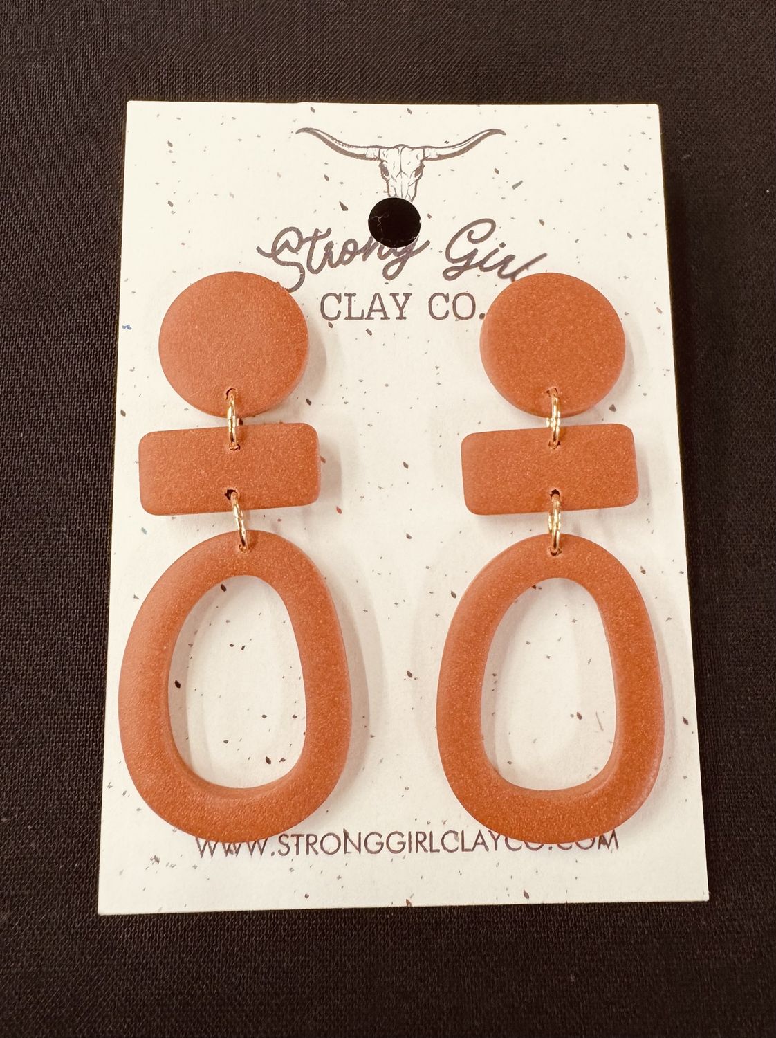STRONG GIRL CLAY CO.  RUSTIC DANGLES - RUST