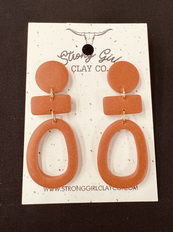 STRONG GIRL CLAY CO.  RUSTIC DANGLES - RUST
