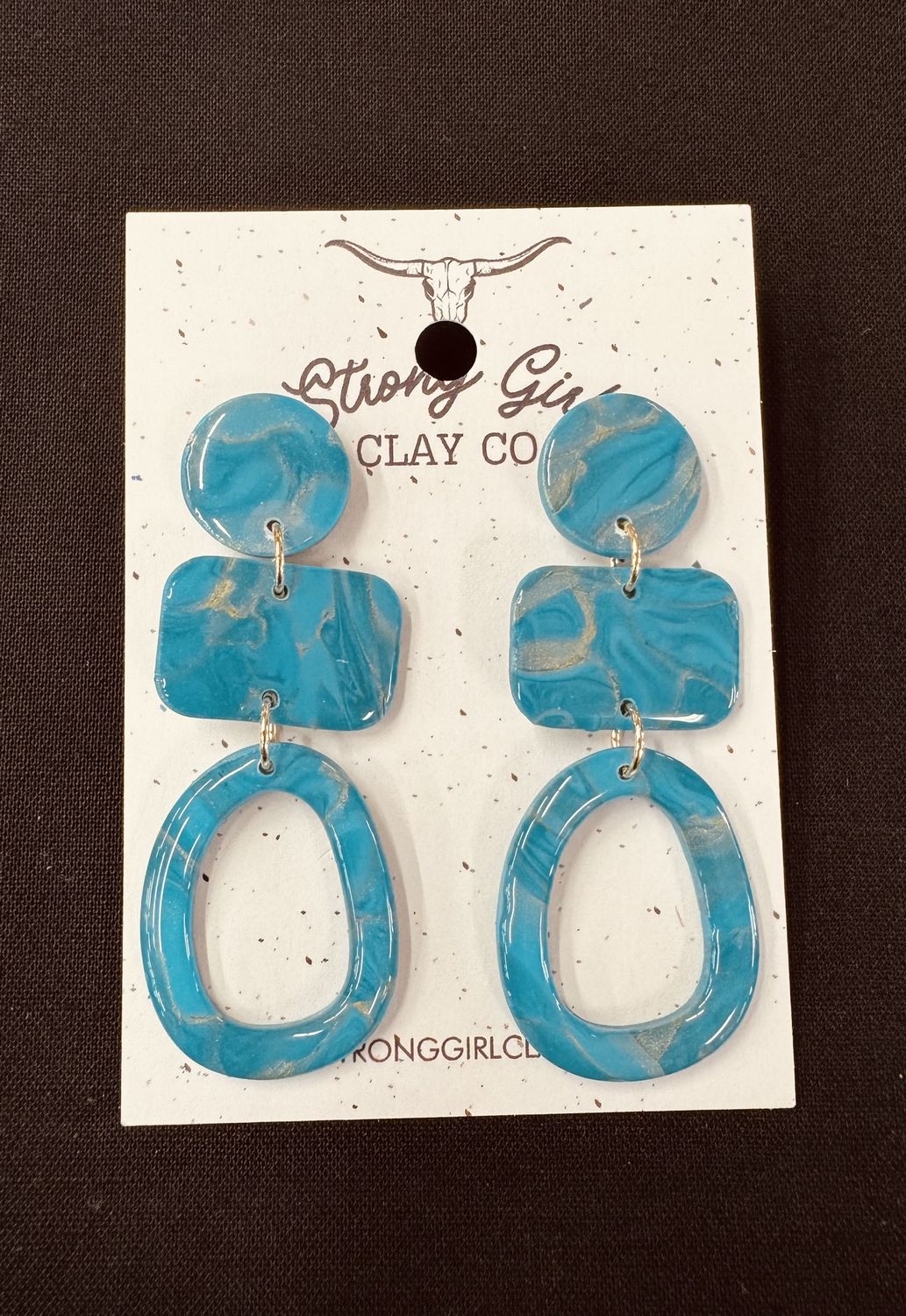 STRONG GIRL CLAY CO. RUSTIC DANGLES - TURQUOISE PEARL