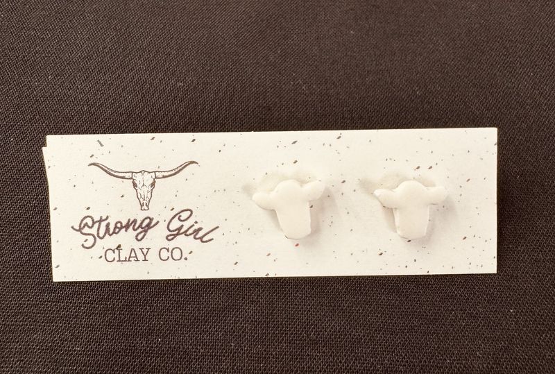 STRONG GIRL CLAY CO. WHITE COW HEAD STUDS