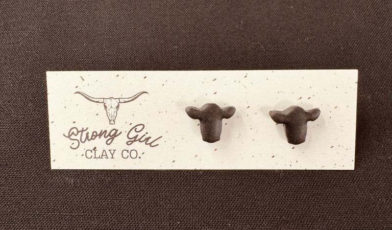 STRONG GIRL CLAY CO. BLACK COW HEAD STUDS