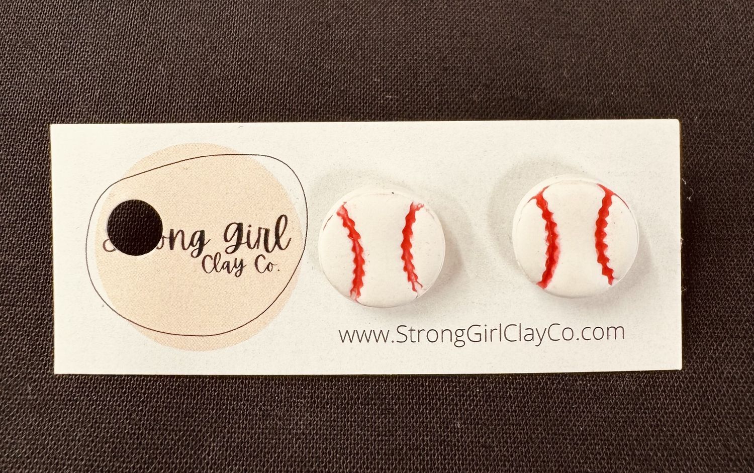 STRONG GIRL CLAY CO. BASEBALL STUDS