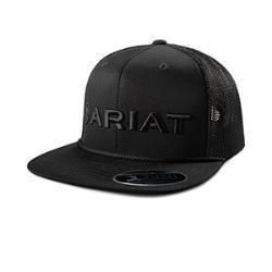 A300091801 ARIAT BLACK 3D BLACK LOGO EMBROIDERED SNAP BACK HAT