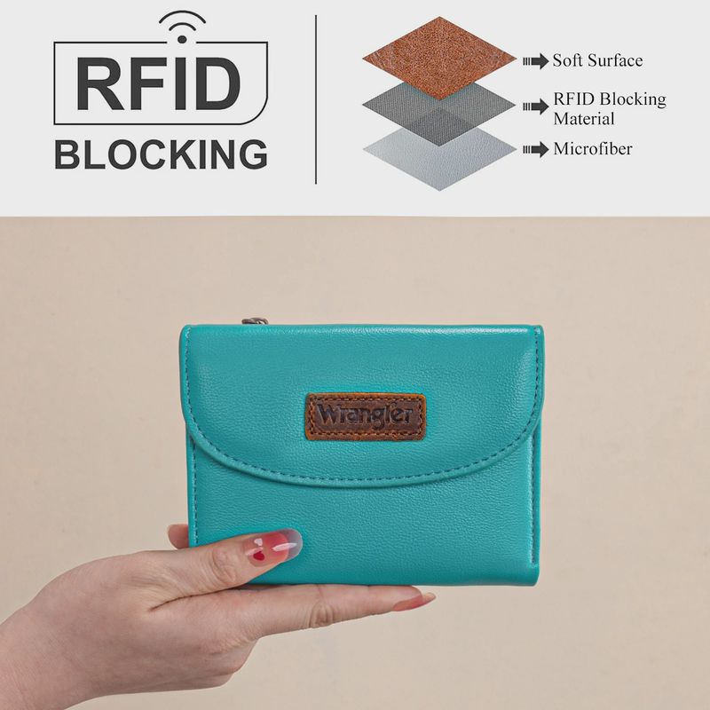 WG263-W076TQ WRANGLER TRI-FOLD WALLET - TURQUOISE