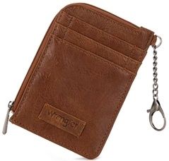 WG2208-W005 WRANGLER SOUTHWESTERN ART PRINT MINI ZIP CARD CASE - BROWN