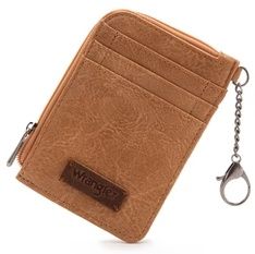 WG2203-W005 WRANGLER SOUTHWESTERN ART PRINT MINI ZIP CARD CASE - LIGHT BROWN