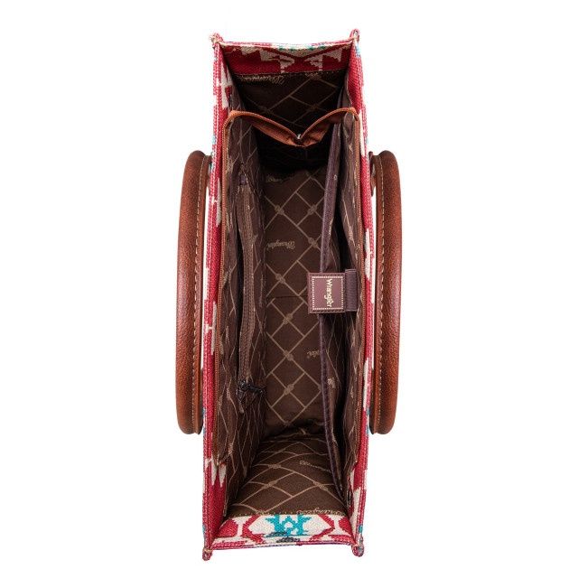 WG2203-1920 WRANGLER SOUTHWESTERN PRINT TOTE - BURGUNDY