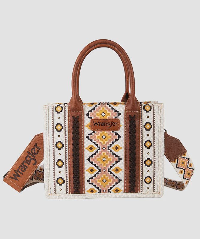 WG2202-1920 WRANGLER SOUTHWESTERN PRINT TOTE - COFFEE