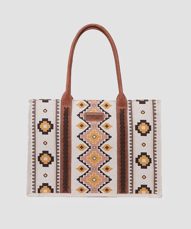 WG2202-1920 WRANGLER SOUTHWESTERN PRINT TOTE - COFFEE