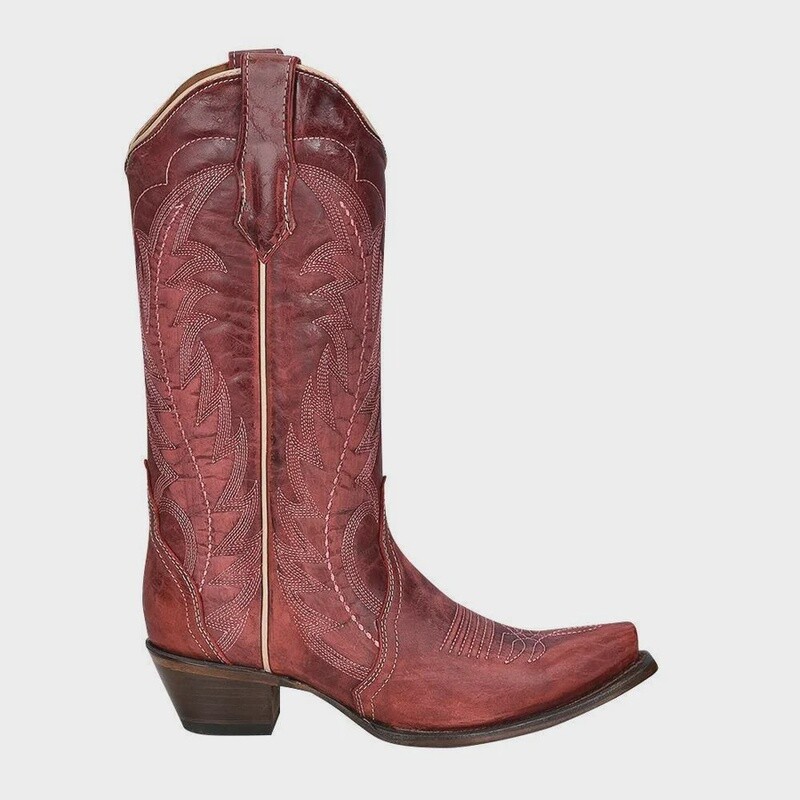 L5871 WOMEN'S CIRCLE G 12" RED EMBROIDERED SNIP